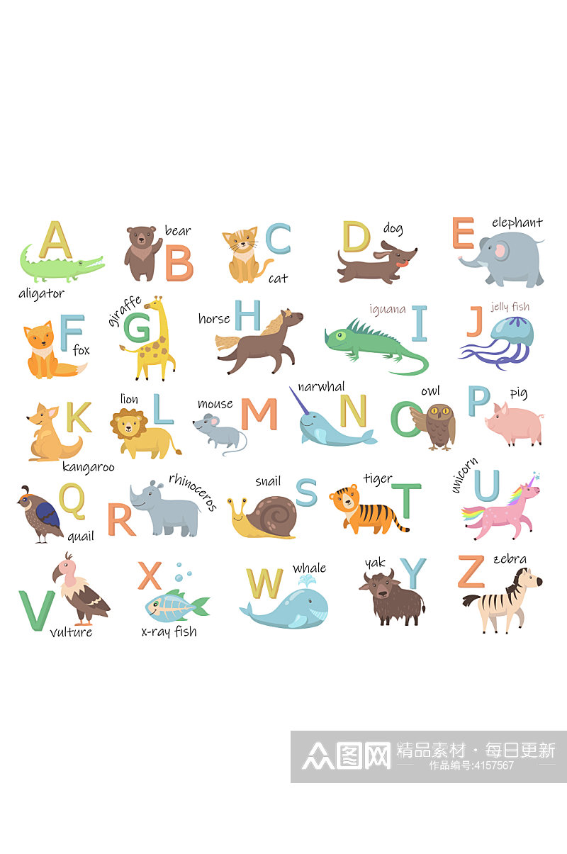 矢量字母动物组合元素设计素材