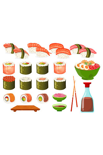 创意寿司生鱼片饭团元素设计
