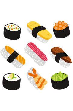 创意矢量寿司饭团日料元素设计