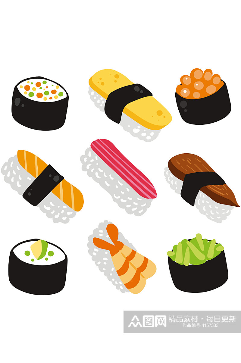 创意矢量寿司饭团日料元素设计素材