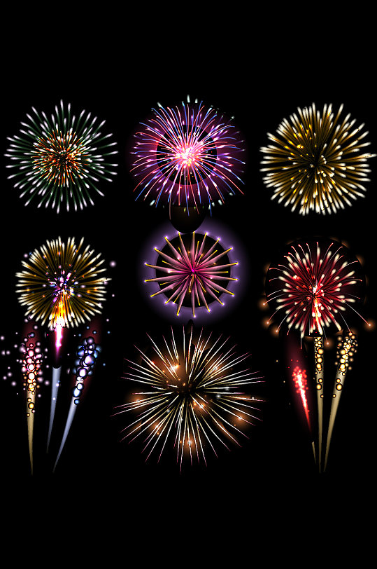 春节烟花彩色元素设计