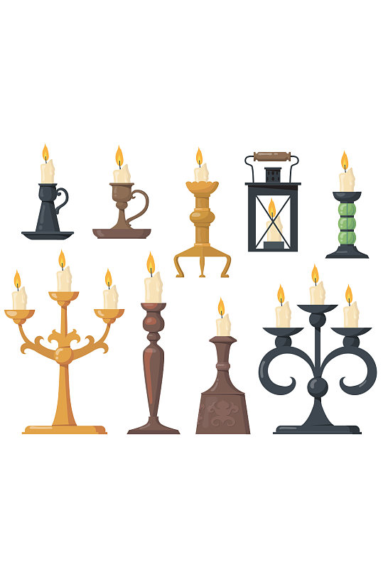 创意矢量蜡烛烛台元素设计