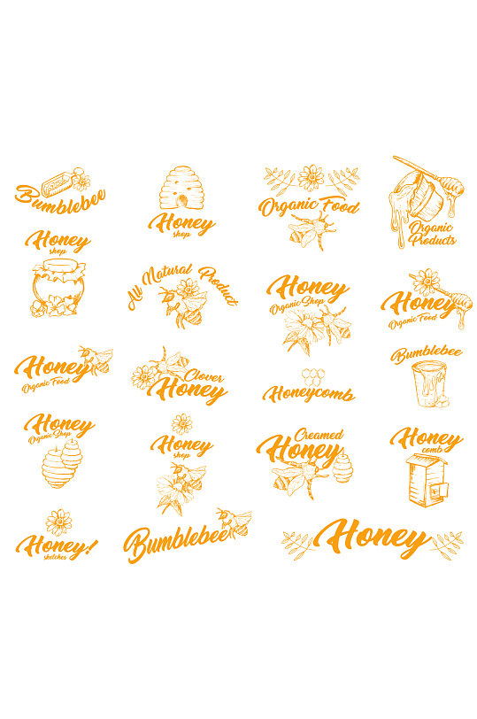 创意蜂蜜蜜蜂标签元素设计