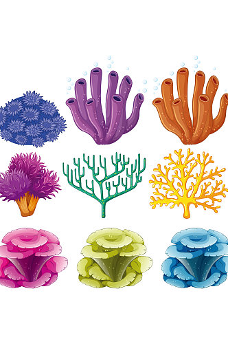 珊瑚海藻海底元素设计
