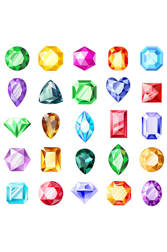矢量蓝宝石红宝石砖石宝石元素设计