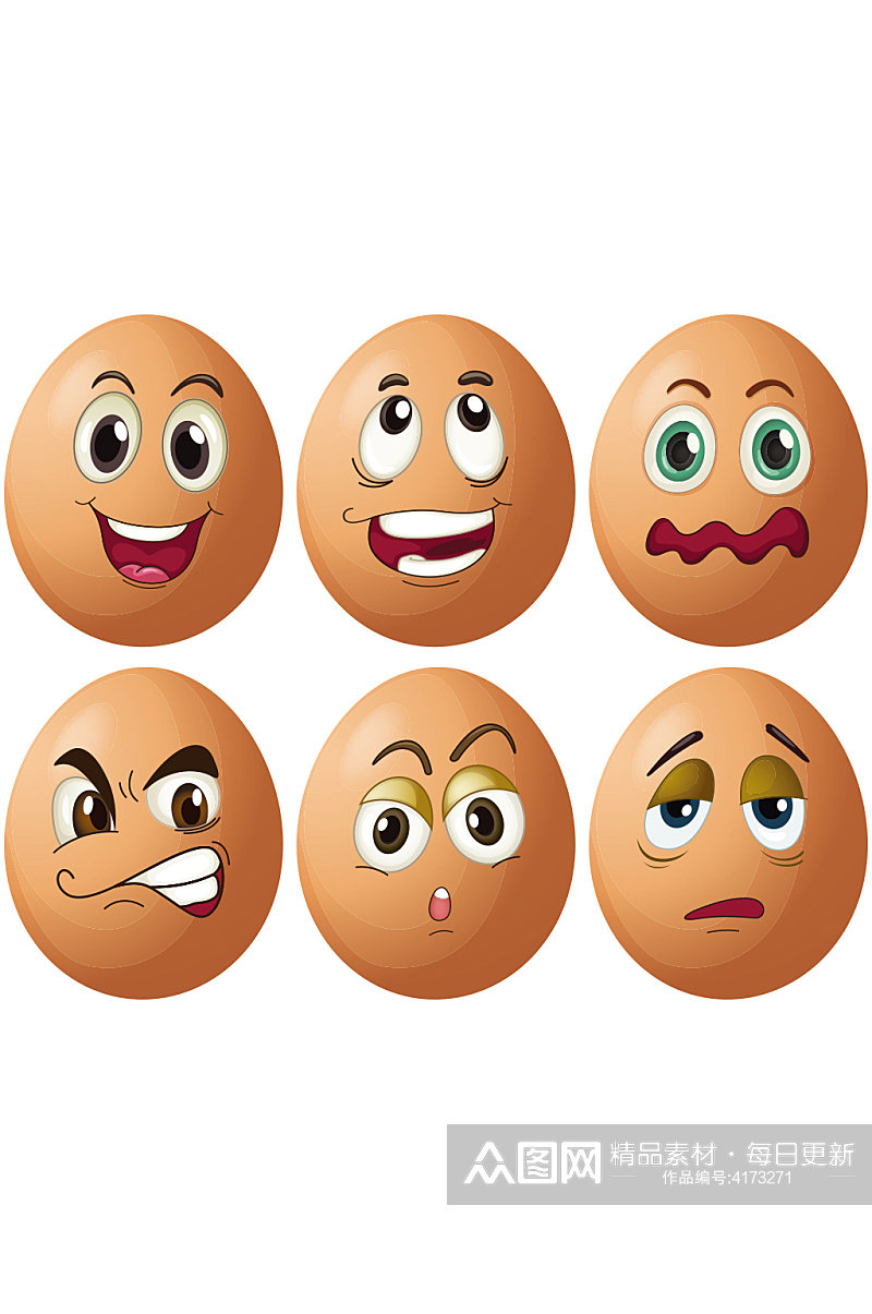 鸡蛋蒸蛋表情组合元素设计素材