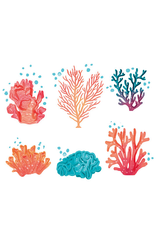 矢量珊瑚海底卡通元素设计
