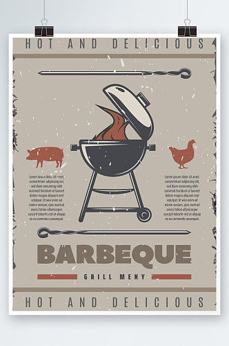 创意复古风BBQ烧烤海报设计