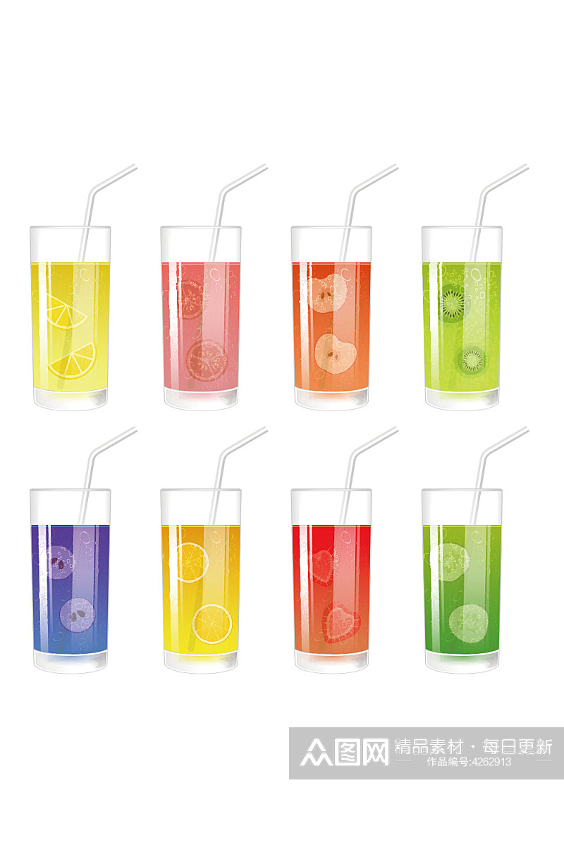 创意质感果汁饮料橙汁元素设计素材