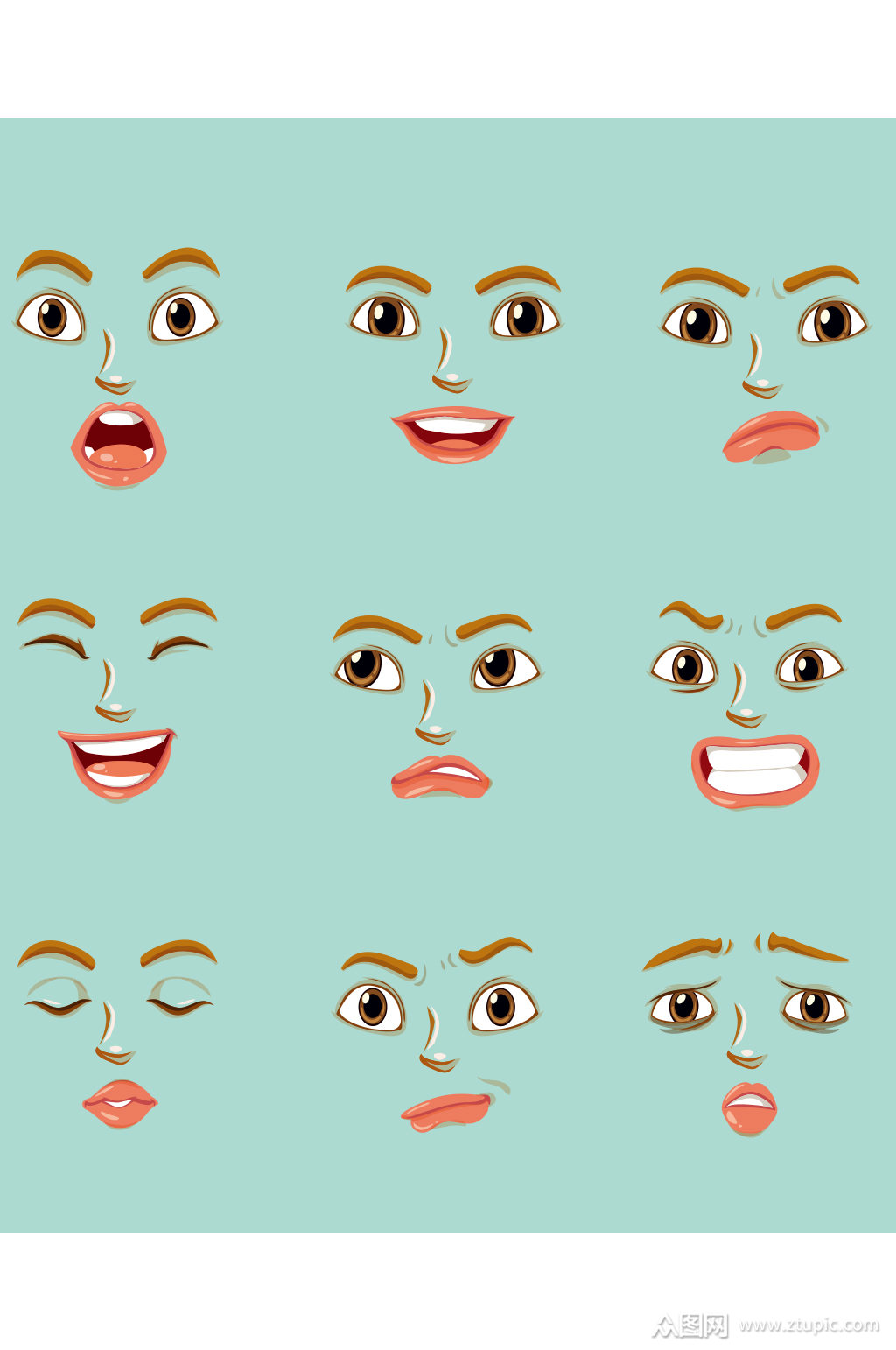 创意简约组合表情嘴巴眉毛元素设计素材