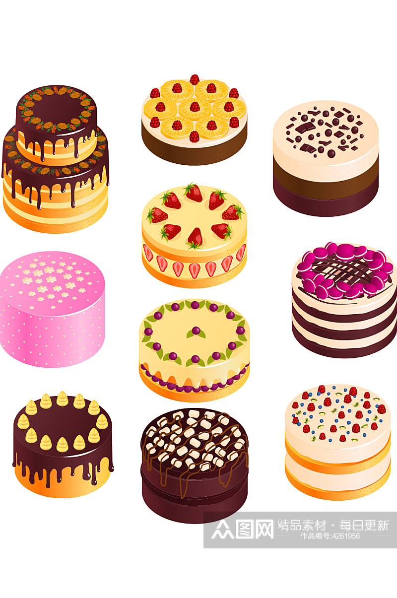 创意矢量糕点蛋糕面包元素设计素材