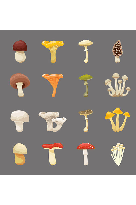 矢量蘑菇香菇金针菇元素设计