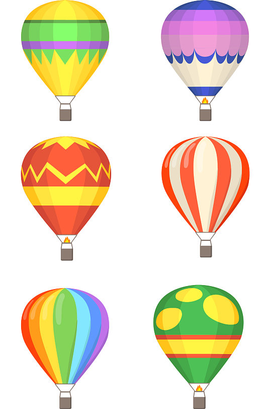 彩色大气热气球卡通元素设计