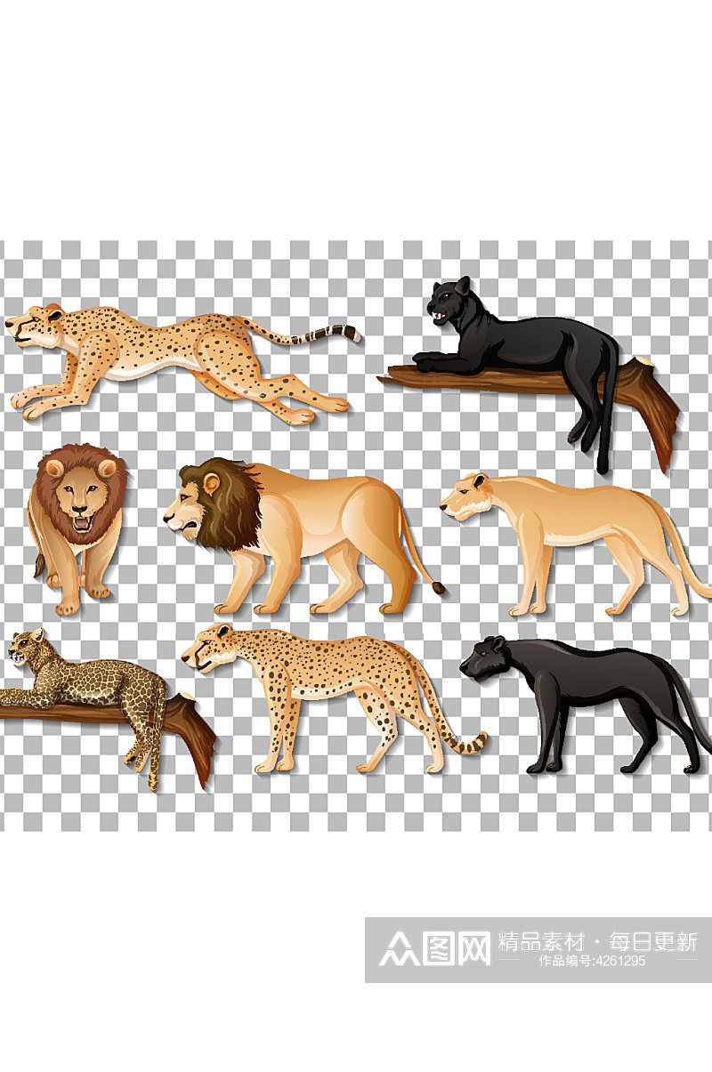 创意矢量动物狮子豹子海报设计素材