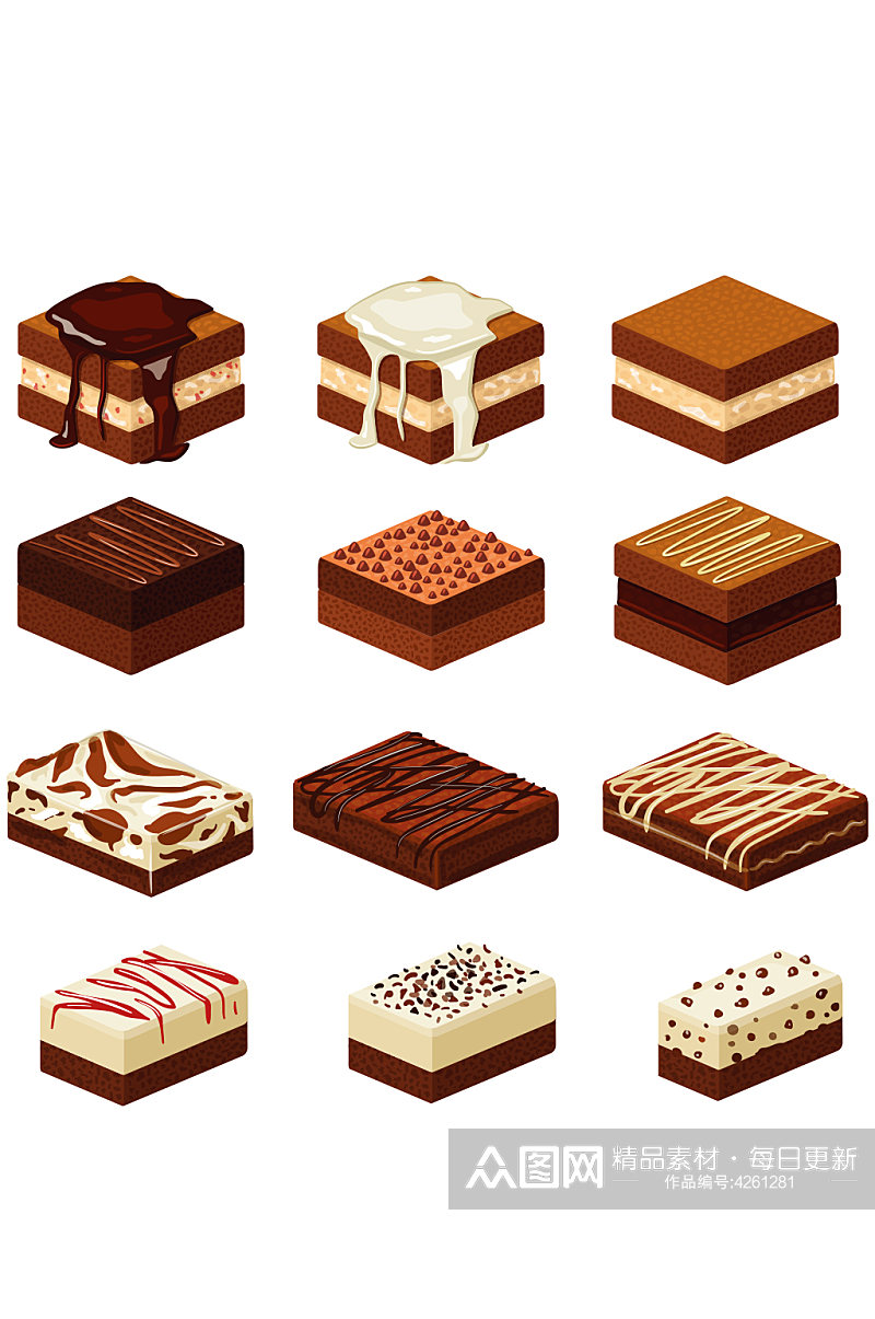 创意矢量巧克力糕点元素设计素材