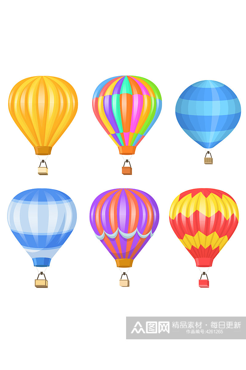 简约彩色热气球元素设计素材