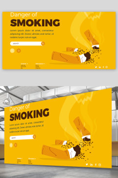 创意吸烟戒烟抽烟宣传展板设计