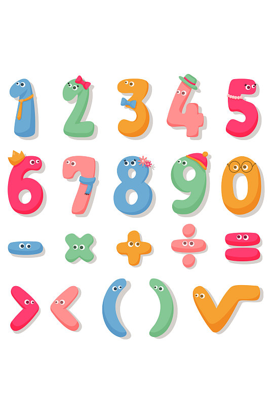 简约卡通数字字母符号元素设计