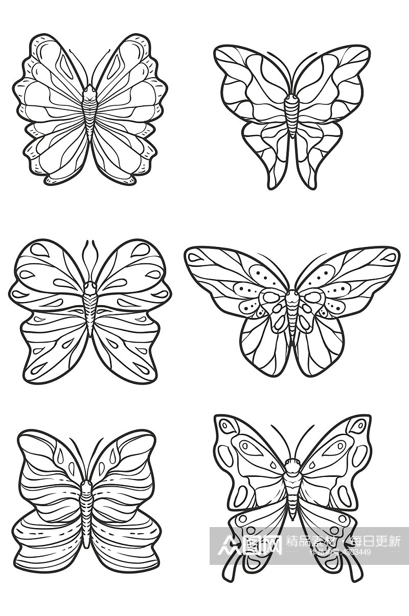 简约线条蝴蝶动物元素设计素材