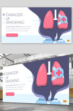 创意禁止抽烟肺部检查展板设计