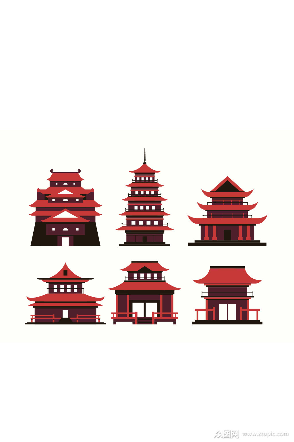 简约矢量鼓楼建筑高塔城市元素设计素材