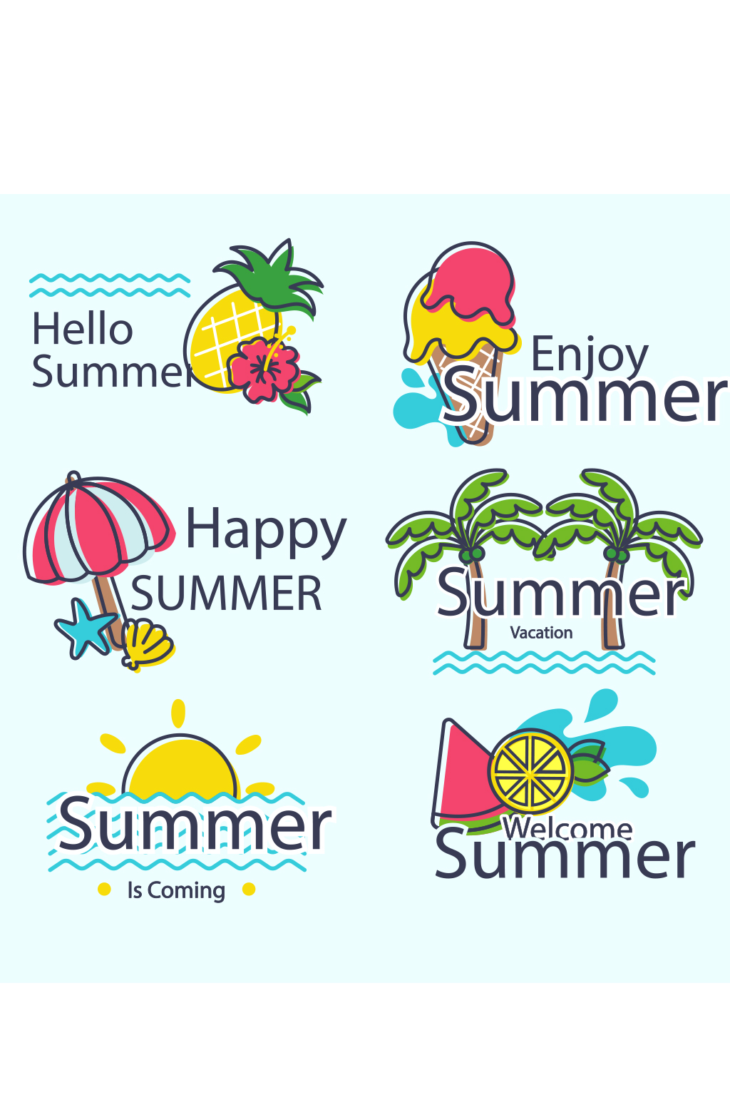 创意矢量夏季沙滩海滩元素设计素材