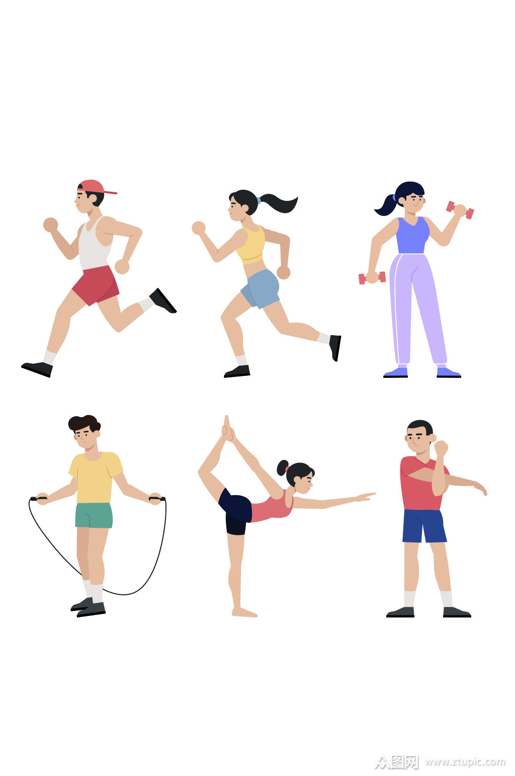 创意矢量扁平化运动健身元素设计素材