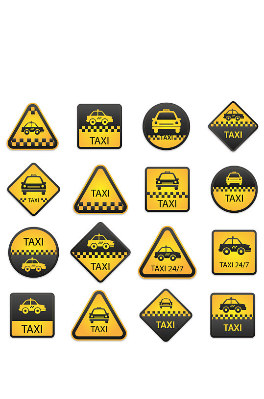 创意质感出租车标志招牌元素设计