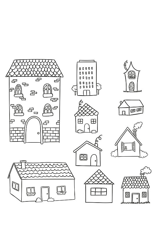 简约矢量线条房子建筑元素设计