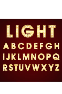 创意矢量灯光字体字母元素设计