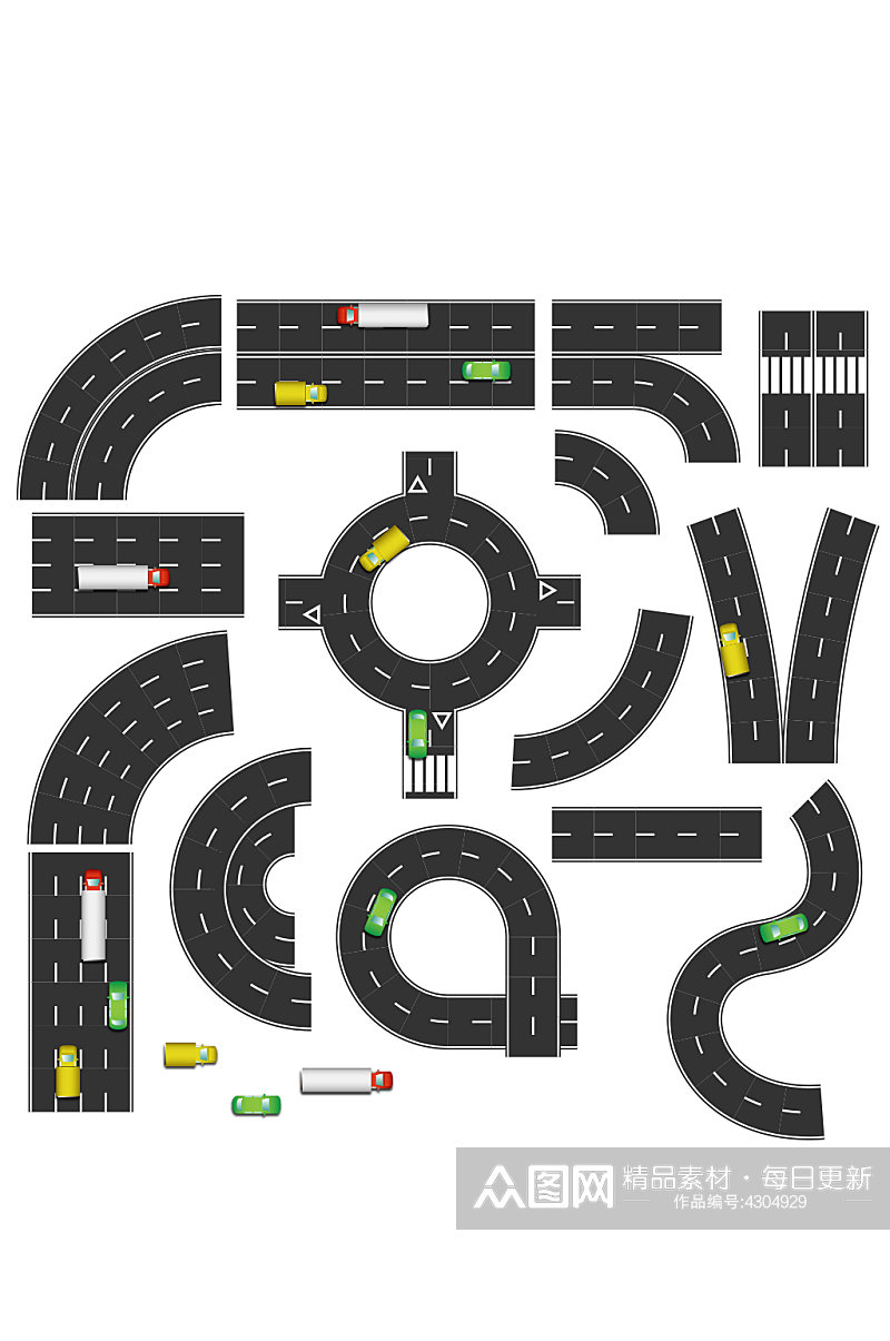 简约矢量道路马路元素设计素材