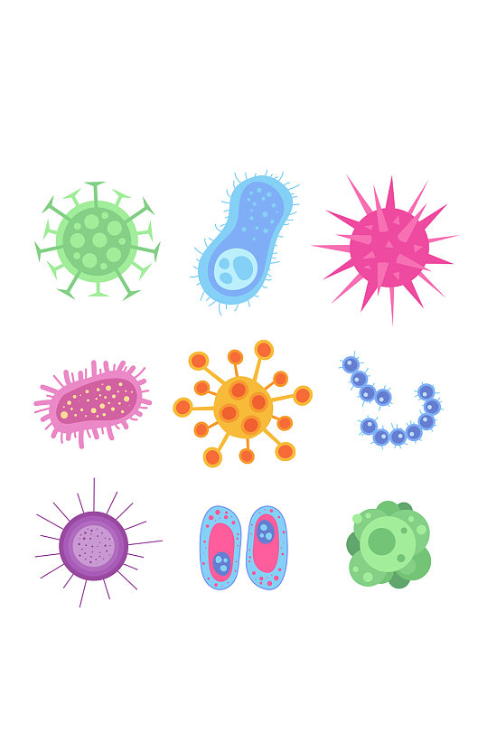 创意矢量病菌细菌病毒元素设计