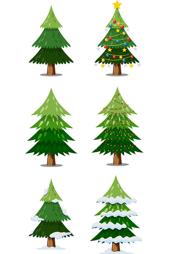 简约卡通圣诞树树木木头元素设计
