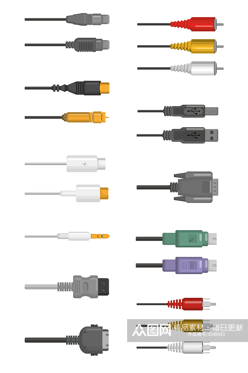 高端简约数据线USB插头元素设计素材
