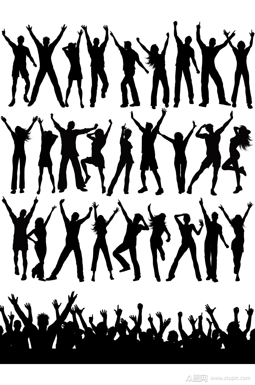 创意跳舞舞蹈剪影元素设计素材