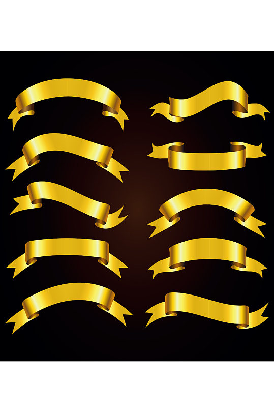 创意质感金色飘带对话框标题框元素设计