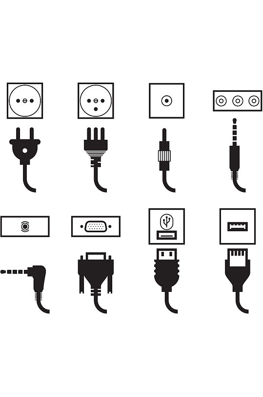 创意插座插头电线电源线元素设计