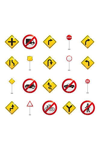 创意简约路标指示牌禁止牌元素设计