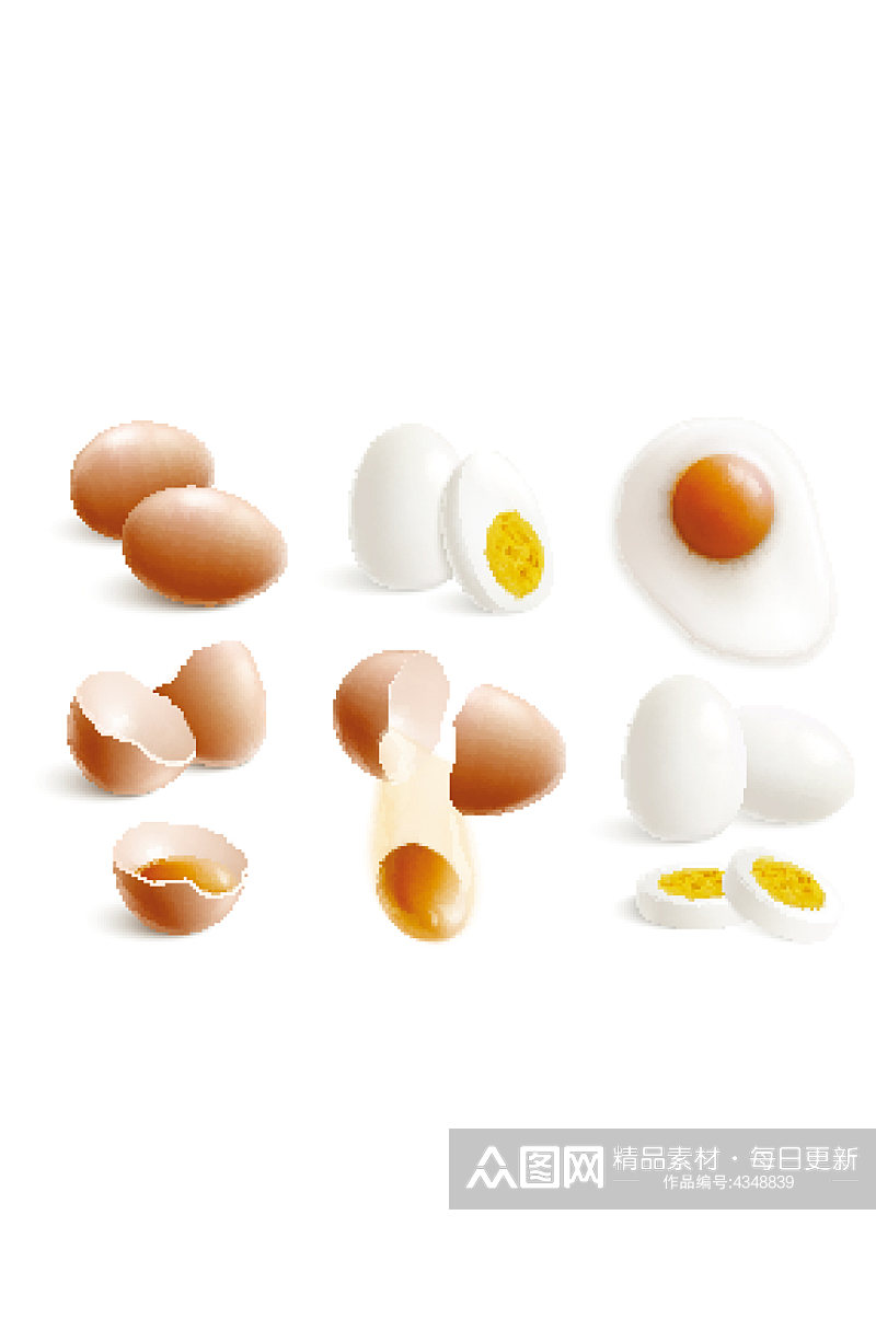 创意矢量鸡蛋简单炒蛋蒸蛋元素设计素材