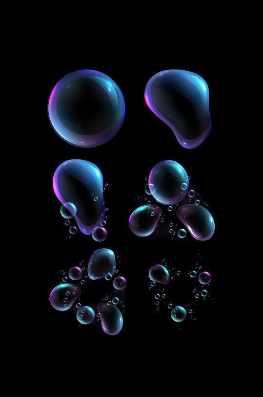 高端质感气泡泡泡彩色透明元素设计