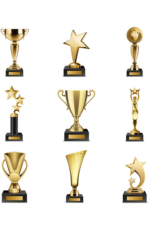 简约金色奖牌奖杯元素设计-众图网