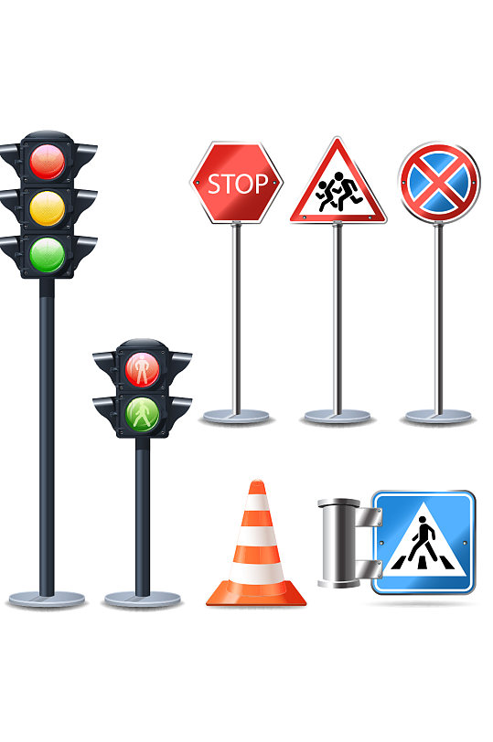 创意红绿灯路牌指示牌元素设计