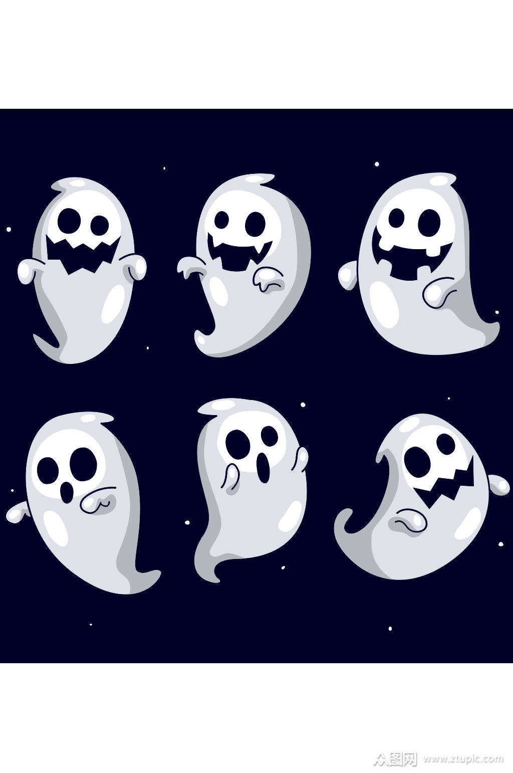 简约卡通鬼魂恐怖元素设计素材