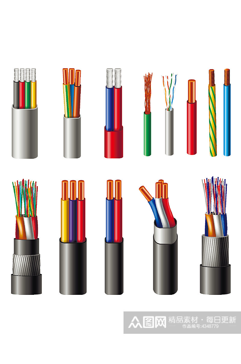 创意矢量电线电缆元素设计素材