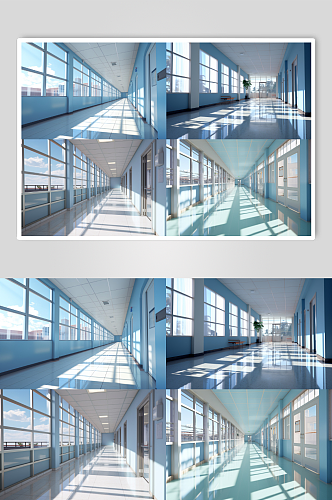 数字艺术宽敞的教学楼走廊