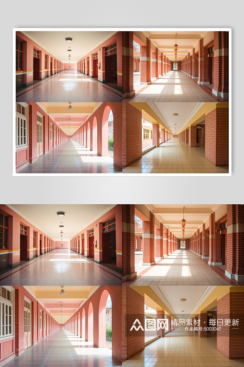 数字艺术现代化校园走廊素材