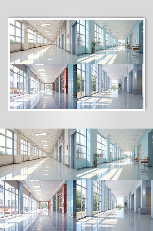 数字艺术现代化教学楼走廊