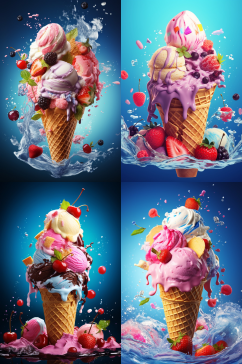 数字艺术夏季冰淇淋