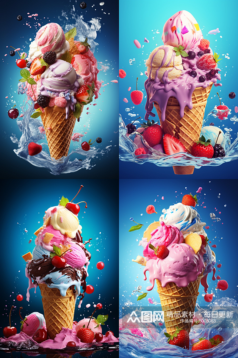 数字艺术夏季冰淇淋素材