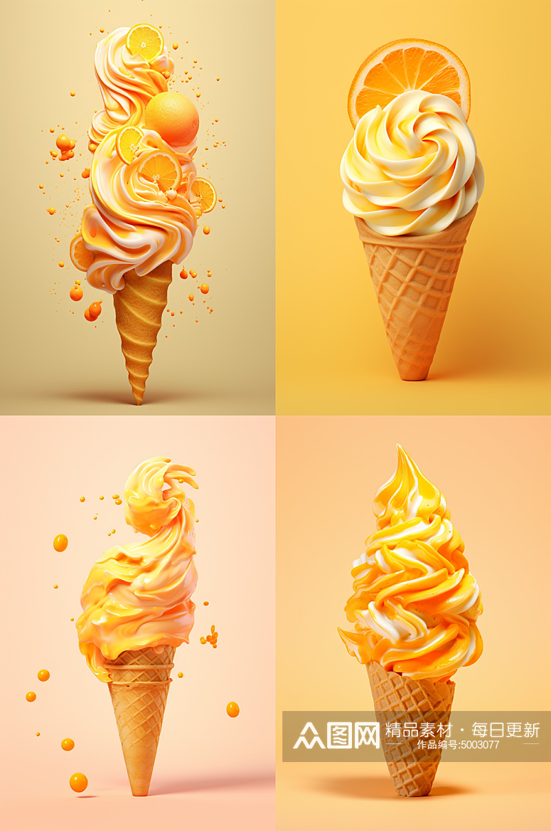 数字艺术美味甜品冰淇淋素材
